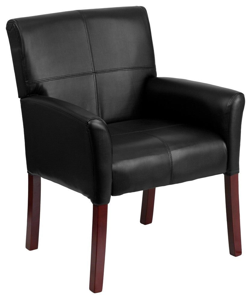 Leather Executive Side Chair, Black, 26.50"x23"x35.25"