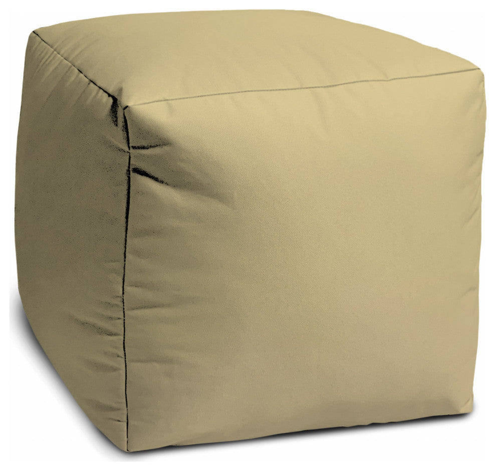 17  Cool Creamy Yellow Beige Solid Color Indoor Outdoor Pouf Ottoman