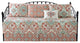Bennington Damask 6 Piece Daybed Set, Coral, 75"x39"