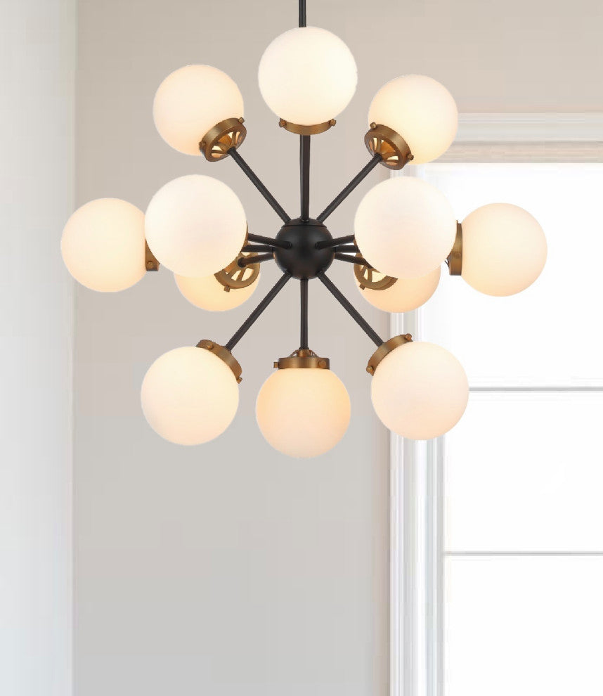 13 - Light Sputnik Chandelier in Black and Brass - Mid-Century Modern