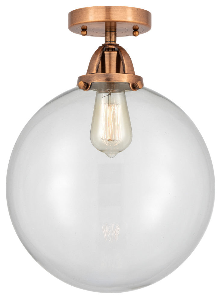 Beacon Semi-Flush Mount, Antique Copper, Clear, Clear