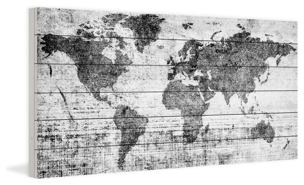 "Lost in the World" Painting Print on White Wood, 40"x20"