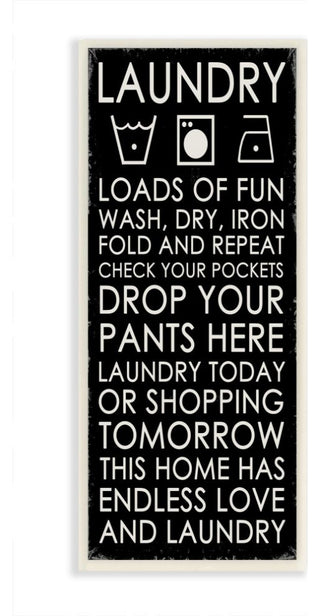 Loads Of Fun Laundry Bathroom Black And White, 7"x17"
