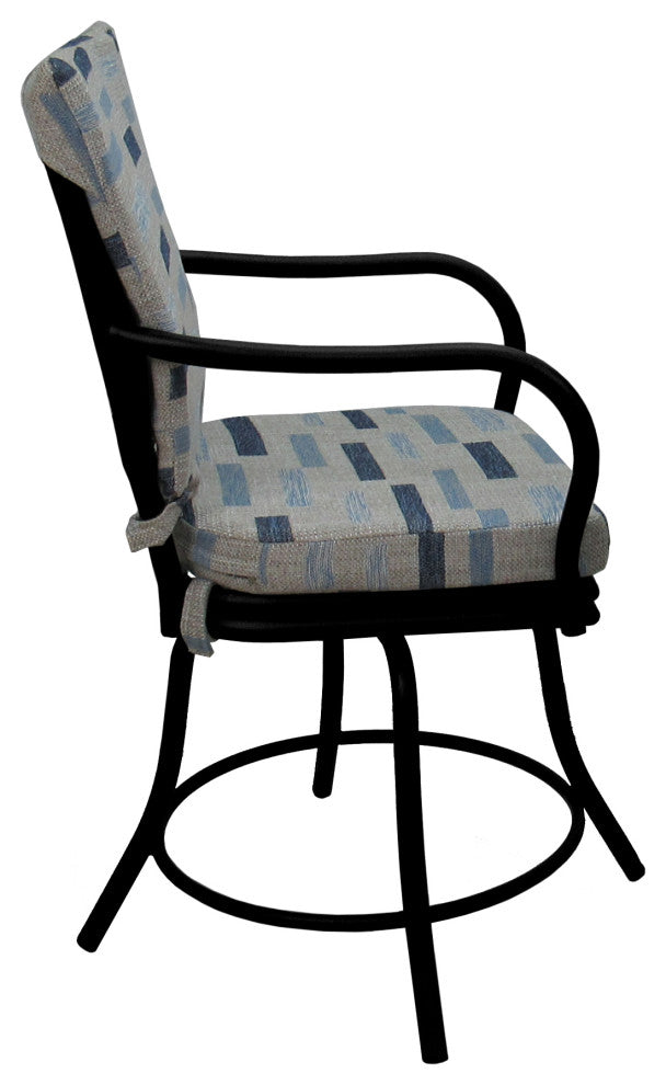 Outdoor/Indoor Patio Swivel Dining Chair Ofir with Arms, B-W Blue Beige - Black