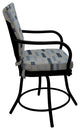 Outdoor/Indoor Patio Swivel Dining Chair Ofir with Arms, B-W Blue Beige - Black