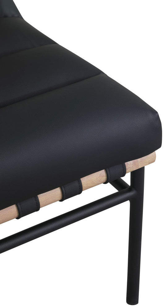 Burke Upholstered Accent Chair, Black, Vegan Leather, White Oak