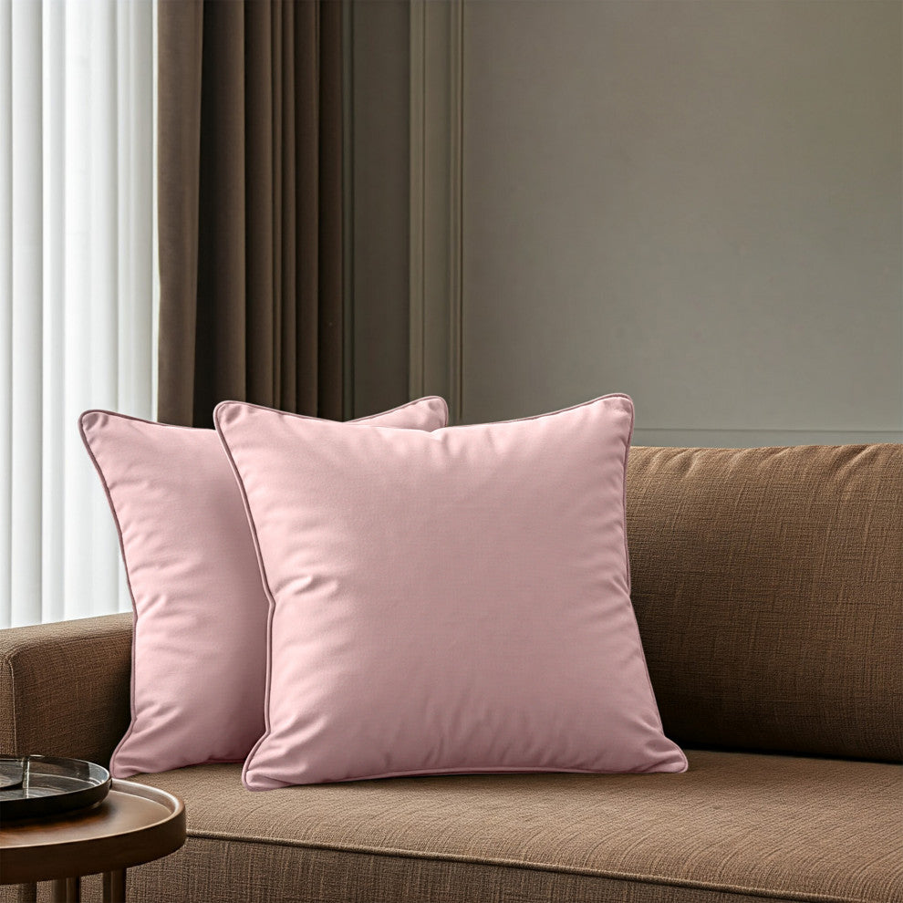 A1HC Soft Velvet Throw Pillow Covers Only, Set of 2, Pink, 24"x24"