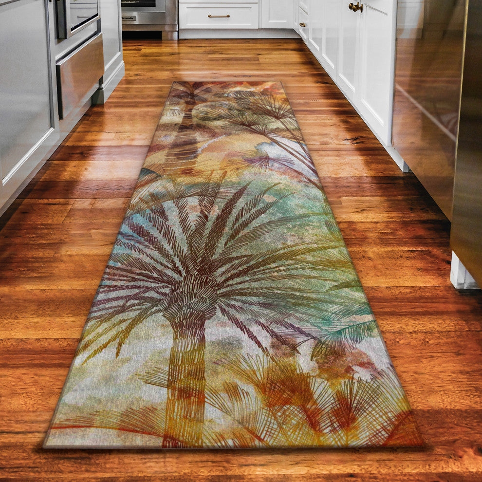 Indoor/Outdoor Tropics TC15 Salmon Machine Washable 2'3" x 7'6" Runner Rug