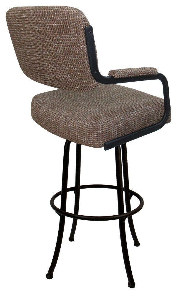 Swivel Counter Metal Bar Stool, Checkered, Brown, 26"
