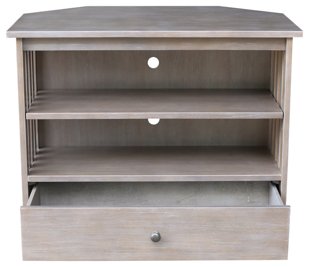 Mission Corner Entertainment / TV Stand, Washed Gray Taupe