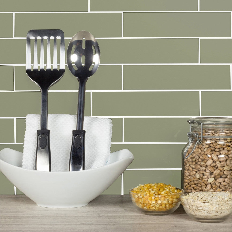 Metro 3"x 12" Glass Subway Tile,Glossy Jade Green, Set of 40