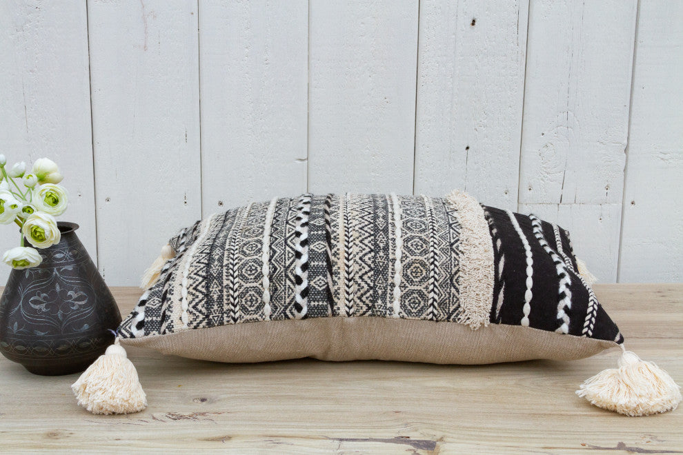 Metallic Gray Nomadic Moroccan Lumbar Pillow