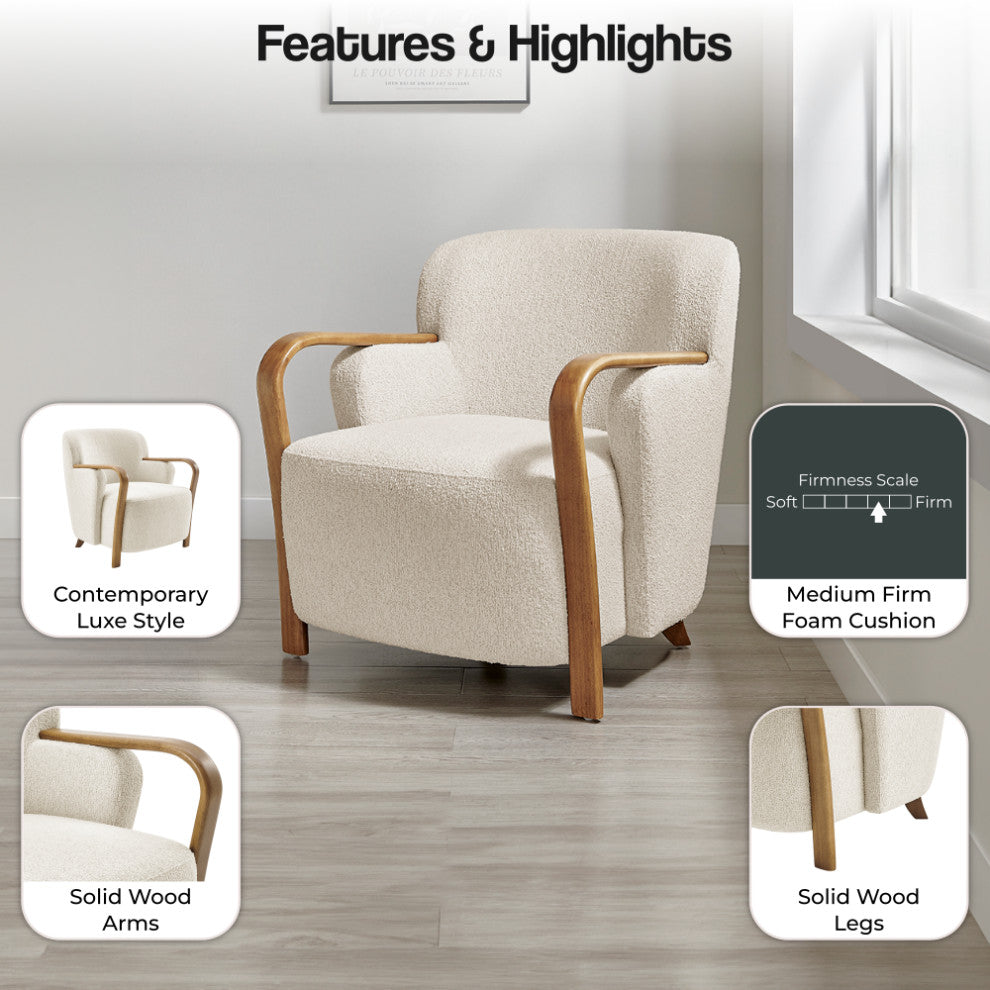 Tania Fabric Accent Arm Chair, Palladian Beige