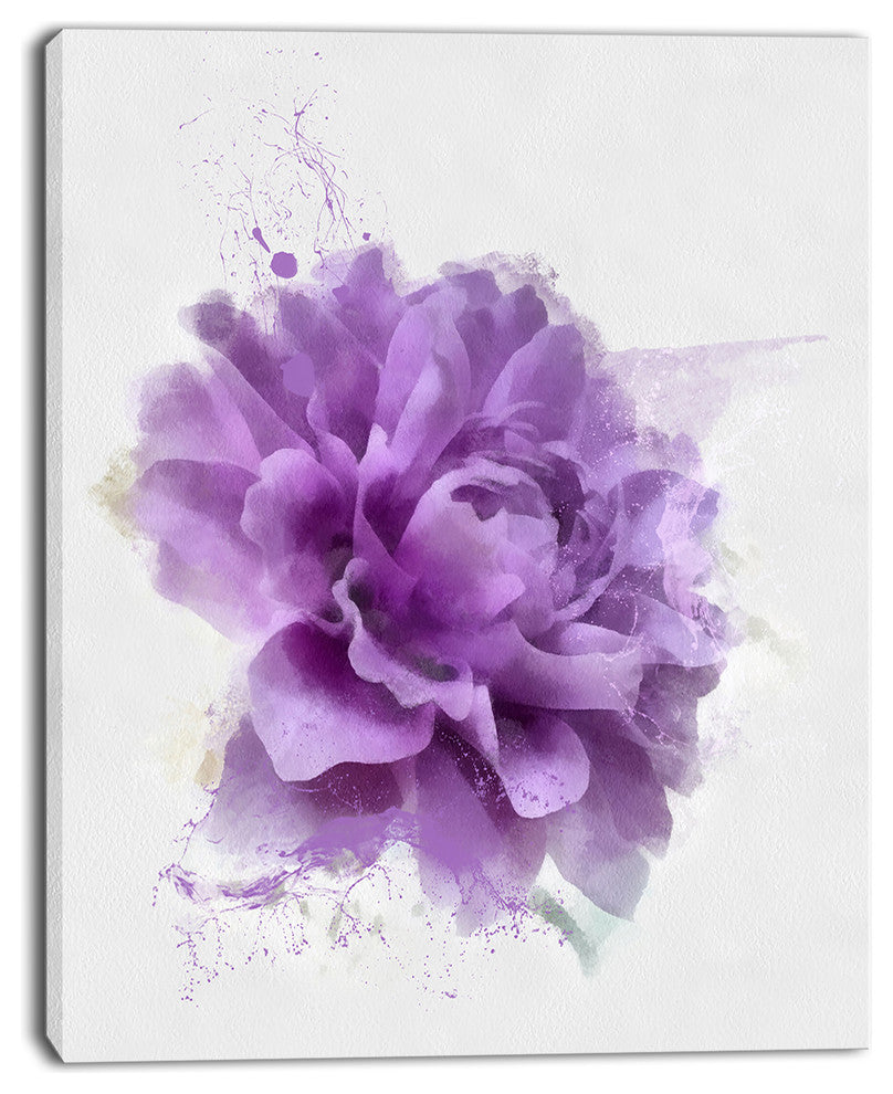 Purple Rose Watercolor Illustration, Floral Canvas Art Print, 30"x40"