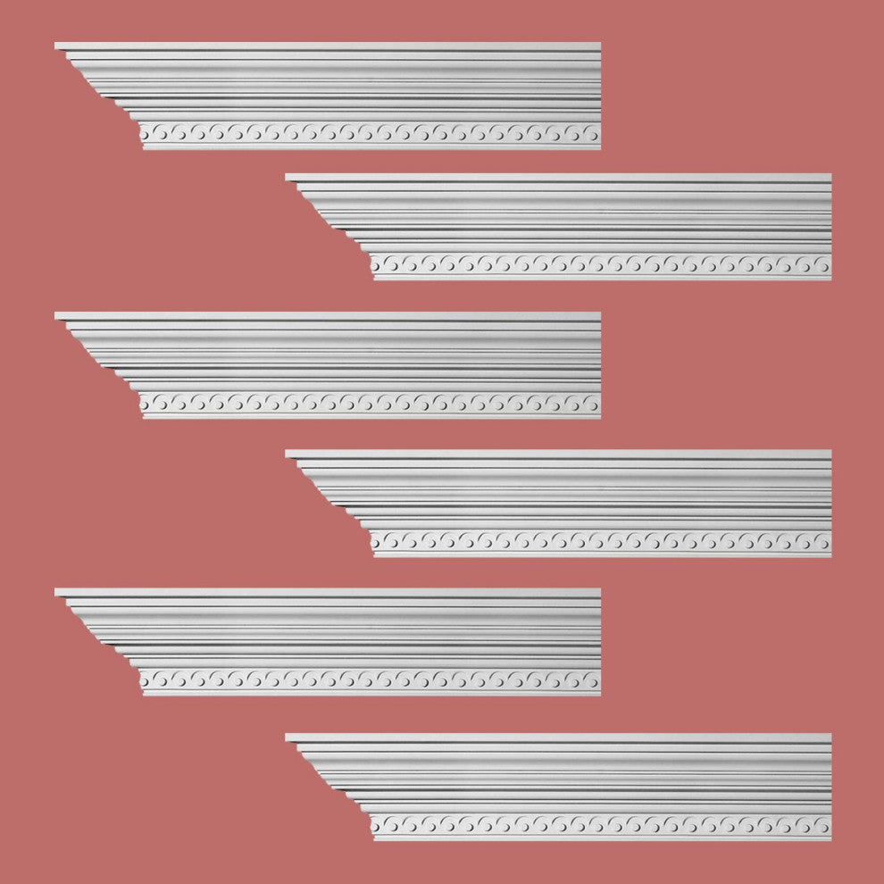 Cornice White Urethane Lourdes Ornate Design 6 Pieces Totaling 564" Length