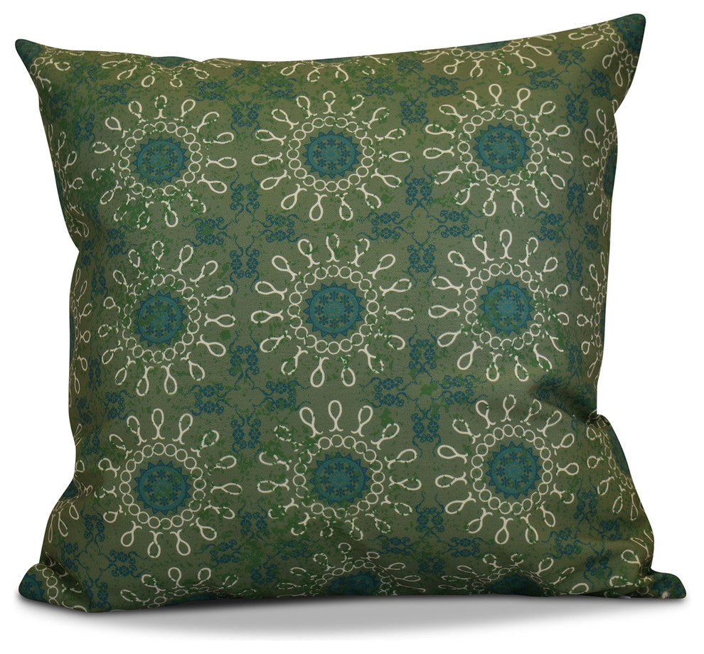 Sun Tile Geometric Print Pillow, Green, 16"x16"