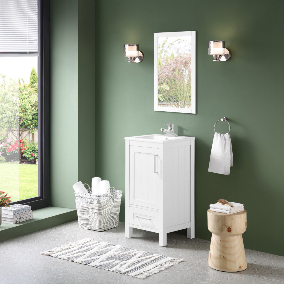 Ove Decors Kansas 18" Single Sink Vanity With Countertop, White, 18 in.