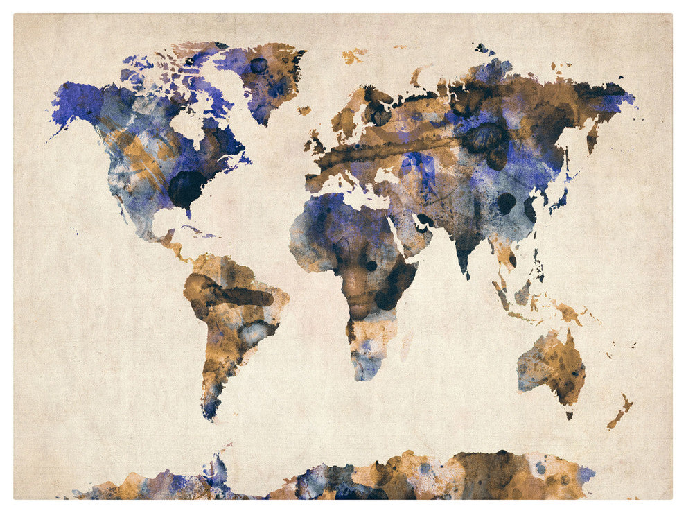 'Watercolor Map 3' Canvas Art by Michael Tompsett