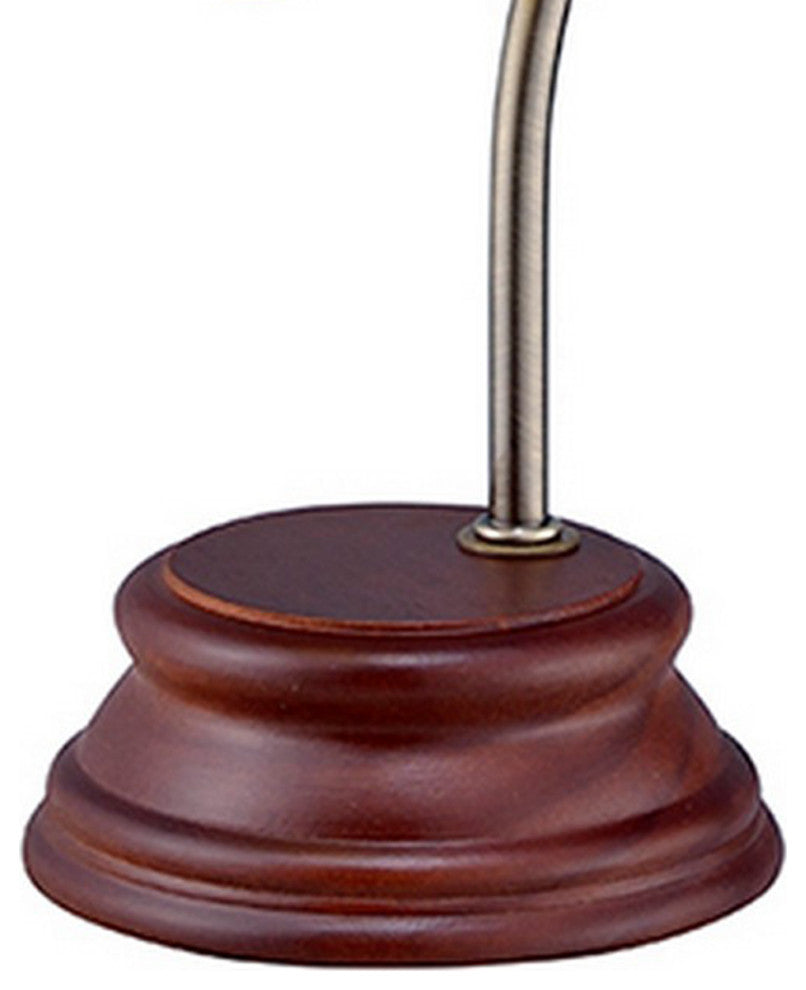 Benzara BM240310 Table Lamp With Gooseneck and Floral Shade, Brown and Yellow
