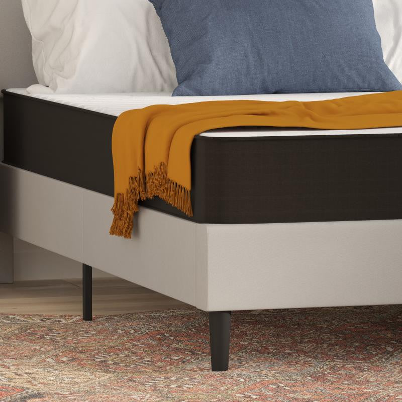 Capri Comfortable Sleep 8 Inch CertiPUR-US Certified Hybrid Mattress in a Box, Gray, Queen