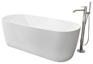 Azagra Soaking Bathtub, Matte White Finish, 67" X 31.5"