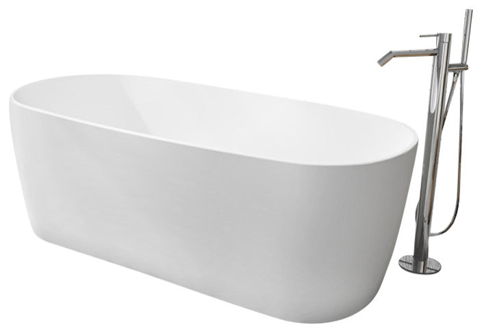 Azagra Soaking Bathtub, Matte White Finish, 67" X 31.5"