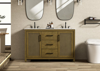 Home Living 54" Double Bathroom Vanity, Hazel Oak
