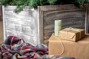 HomeRoots 23" Square White Wash Christmas Tree Collar
