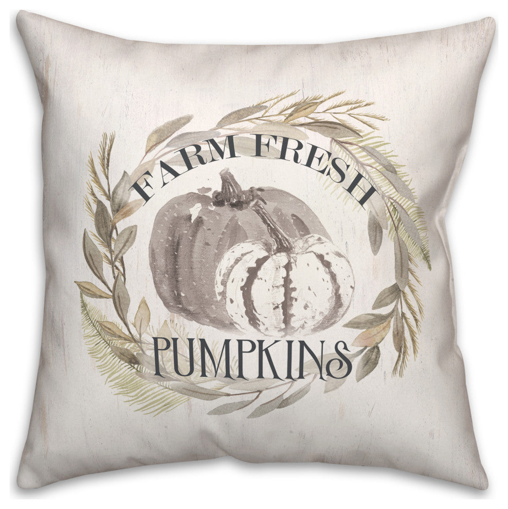 Pumkins In Wreath 20x20 Spun Poly Pillow