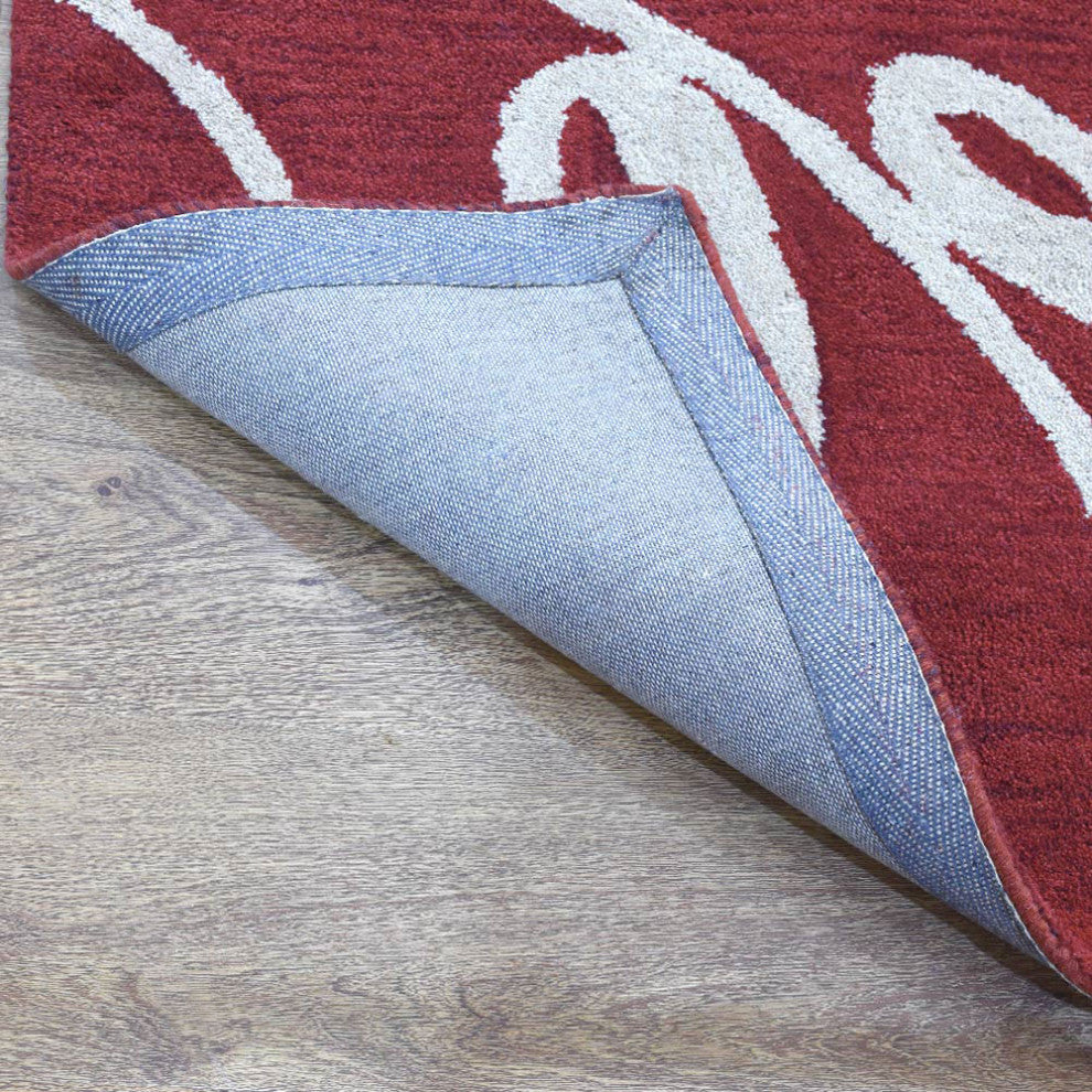 HAND TUFTED WOOL ECO-FRIENDLY AREA RUGS, Red Beige Color, Floral Design