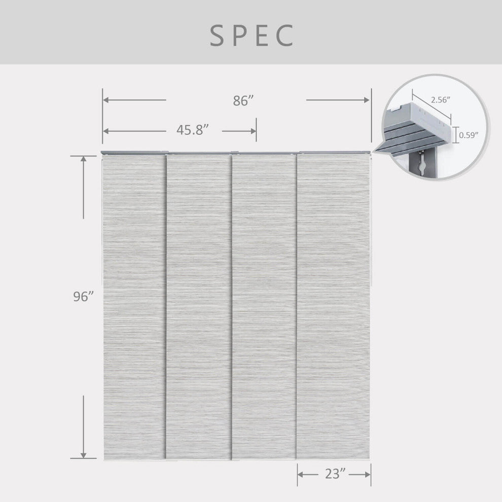Adjustable Sliding Panel Track Blind 45.8"-86" W x 96" L, Classic, Marble