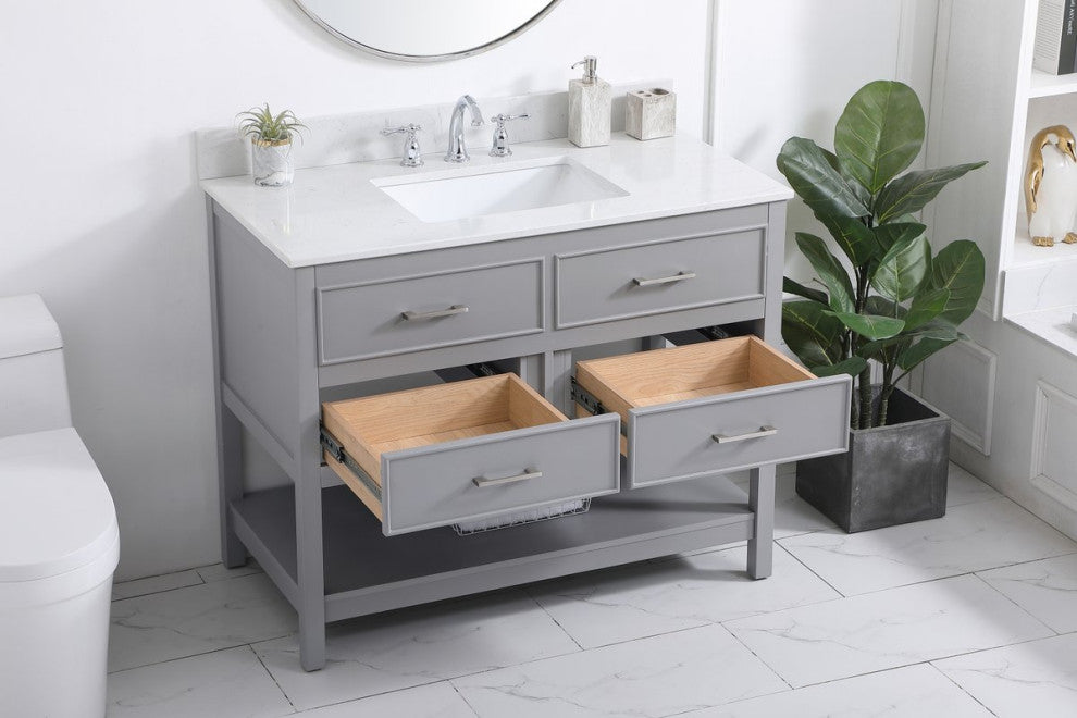 Skylar 42" Single Bathroom Vanity, Gray, With Backsplash
