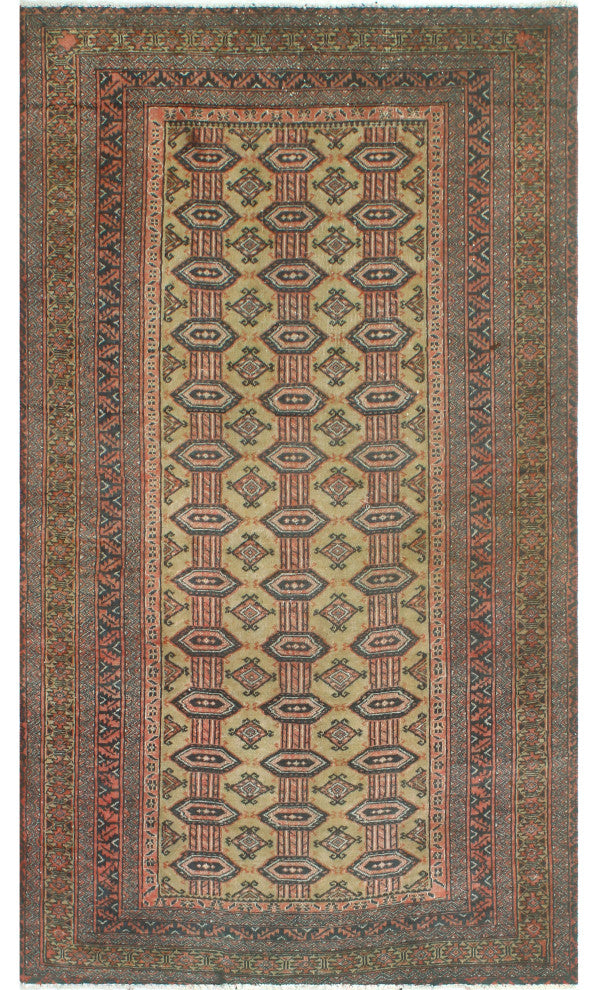 Vintage Distressed Daniella Beige/Rust Rug, 3'8x6'7