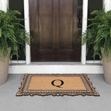 Carson Bronze/Beige Rubber And Coir 24"x36", Monogrammed Doormat, Q