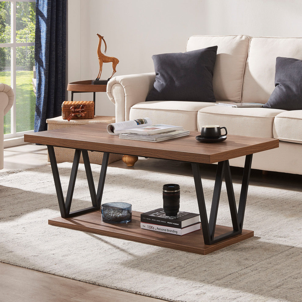 Double-Layer W Coffee Table With Storage