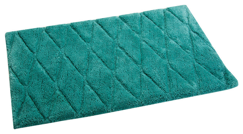 Bath Rug Cotton, 2 Piece, 34"x21" and 36"x24", Arctic Blue, Raised Diamond