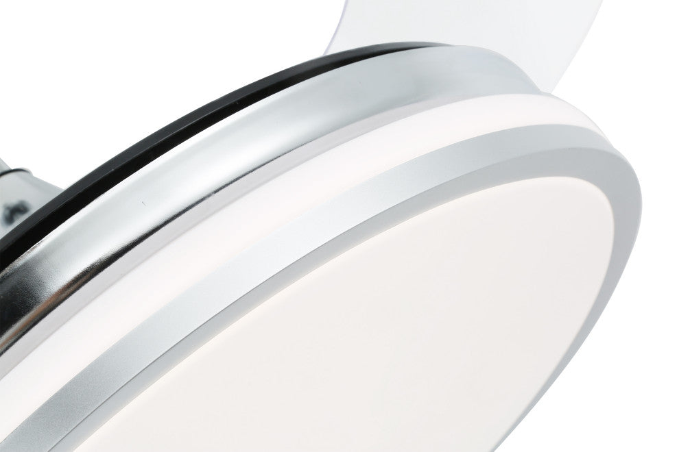 36W Reversible Ceiling Fan with Retractable Blades and Remote Control, Chrome