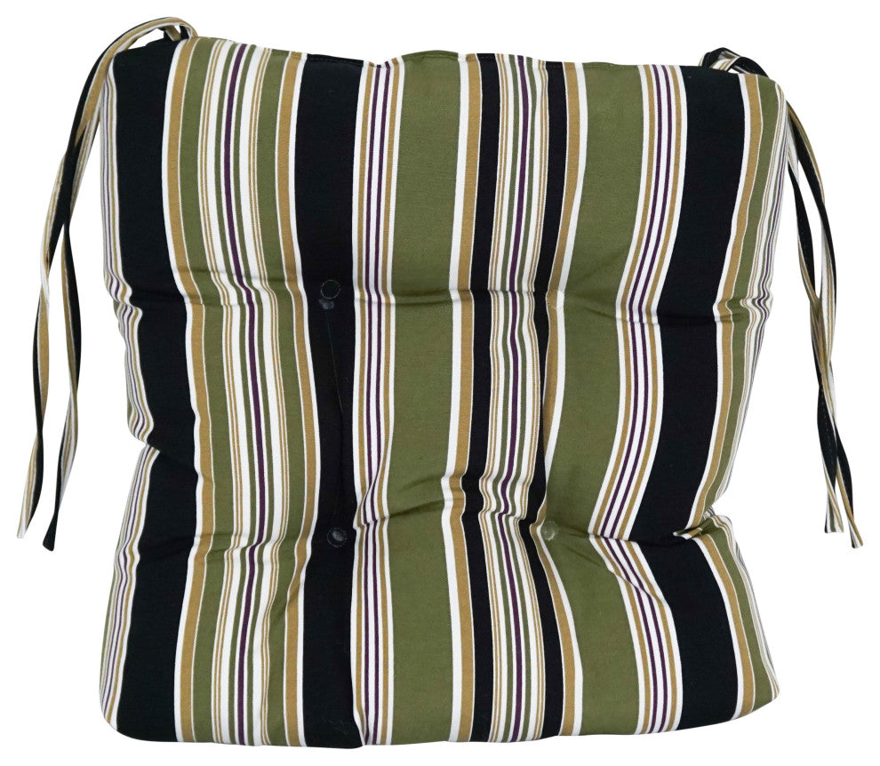 16" Patterned Outdoor Square Tufted Chair Cushions, Set of 4, Eastbay Onyx