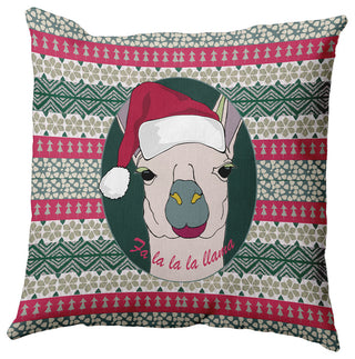 Fa La Llama Accent Pillow, Christmas Green, 18"x18"