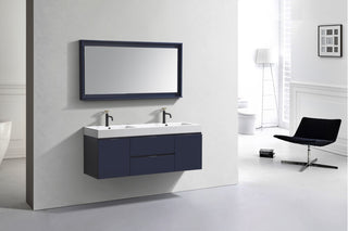 Bliss 60" Double Sink Blune Wall Mount Modern Bathroom Vanity