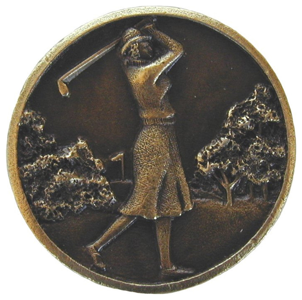 Lady of the Links Knob Antique Brass, Antique Brass
