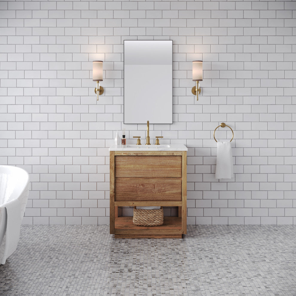 Oakman Marble Top Vanity in Mango Wood, 30