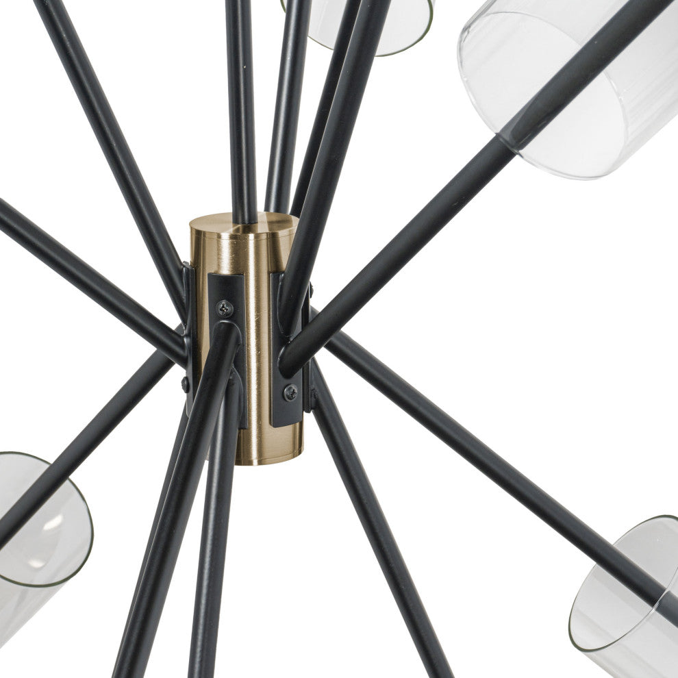 Everly 6 Light Chandelier Modern Sputnik Chandelier, Black/Brass