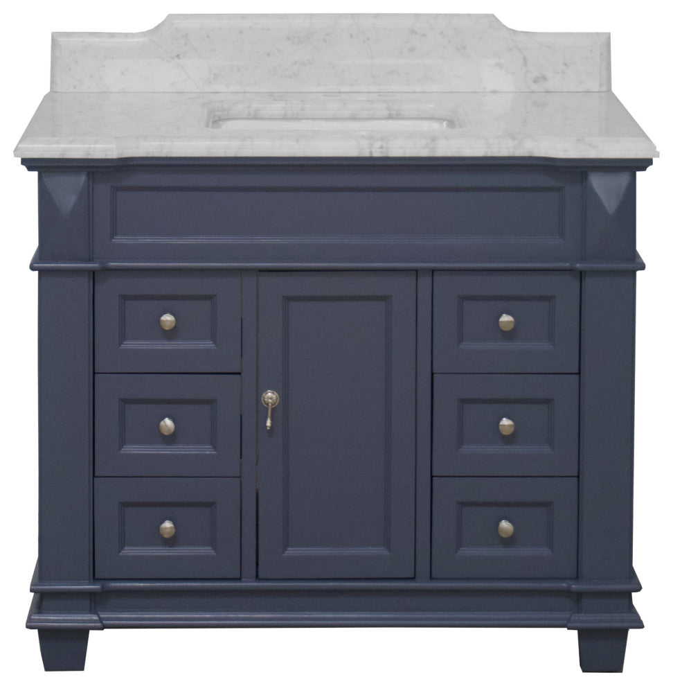 Elizabeth 42" Bathroom Vanity, Marine Gray, Carrara Marble