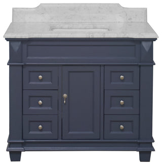 Elizabeth 42" Bathroom Vanity, Marine Gray, Carrara Marble