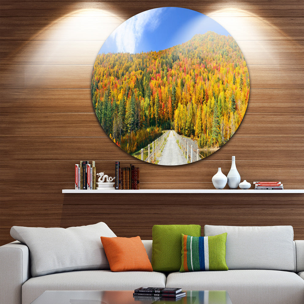 Stowe Countryside View Panorama, Landscape Round Metal Wall Art, 11"