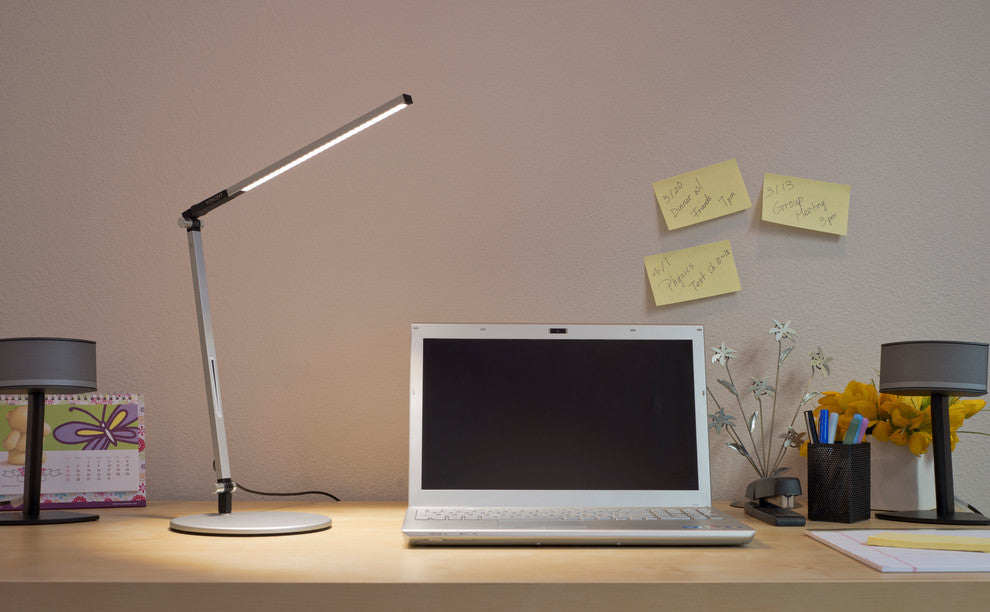 Z-Bar Solo Mini Desk Lamp With Base, Warm Light, Silver