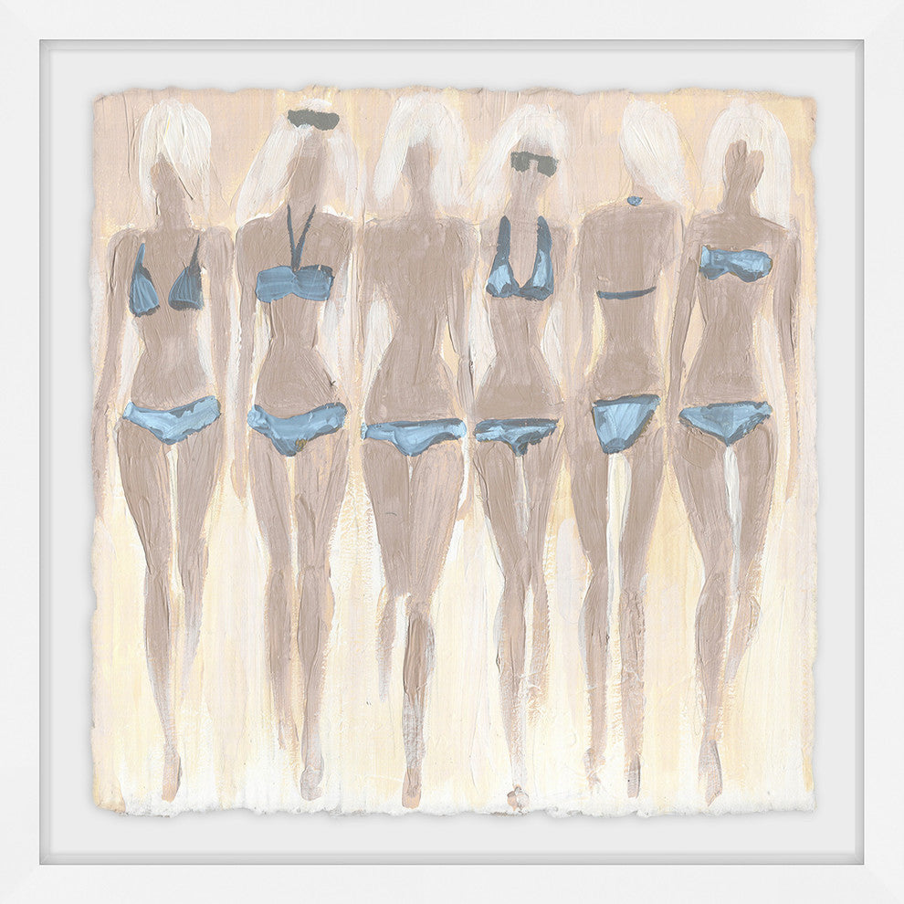 "Tiny Blue Bikinis II" Framed Painting Print, 18"x18"