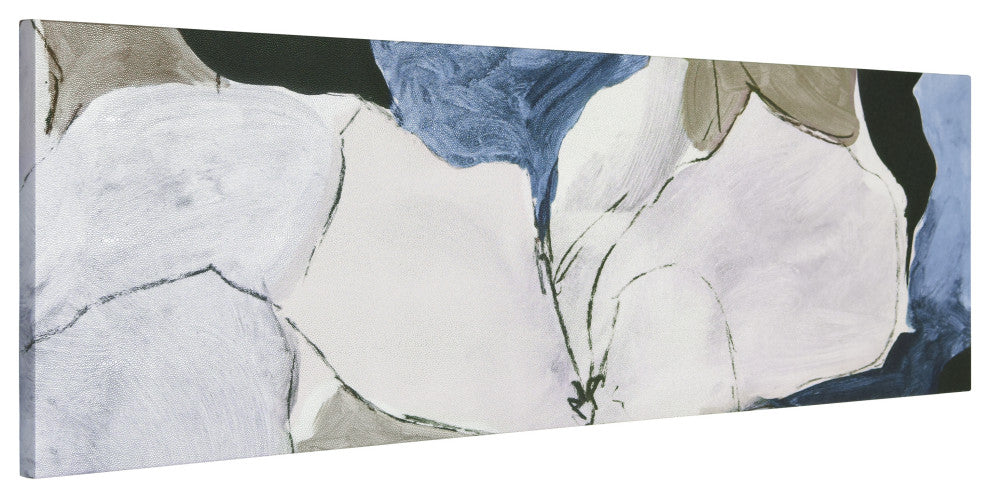 "Floral Serenity II" Flower Abstract Silver Shagreen Wrapped Canvas Wall Art