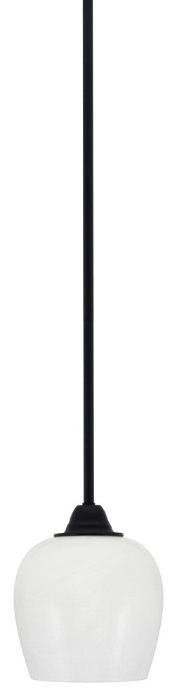 Paramount Mini Pendant, Matte Black, 6" White Marble Glass